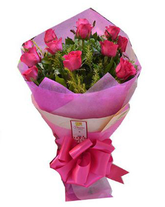 Send 12 Pink Rose in Bouquet to Philippines | Delivery 12 Pink Roses to ...