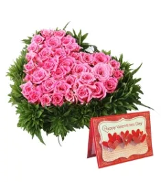 60 Heart shape Pink Roses