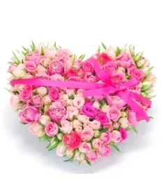 Heart Shape Arrangement of 100 Pink Roses