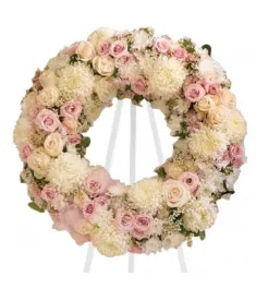 For the Love of White and Pink Wreath  Send to Philippines