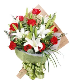 9 Red Roses with 3 White lilies