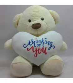 Send White Teddy Bear - Thinking Of You Text on Heart to Philippines