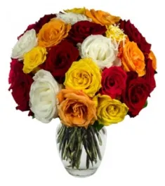 24 Mixed Roses in Vase Delivery to Philippines