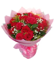 1 Dozen Red Roses in Bouquet to Philippines