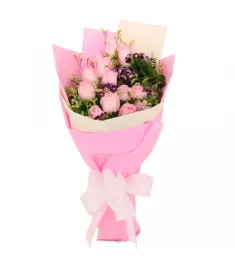 12 Peach Roses in Bouquet to Philippines