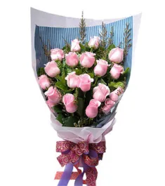 24 Pink Roses in Bouquet