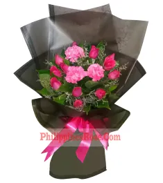 buy 12 pink roses with carnations in manila