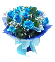 12 pcs of Blue Roses in a Bouquet