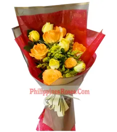 buy 6 yellow and 6 orange roses bouquet philippines