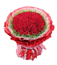 100 Blooms of Red Roses in a Bouquet