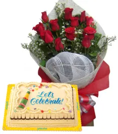 12 Red Roses Bouquet Marble Chiffon Cake By Goldilocks