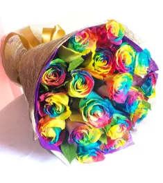 12 Rainbow Roses in Vase to Philippines