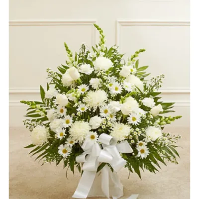 Deepest Condolences All White Flowers  Send to Philippines