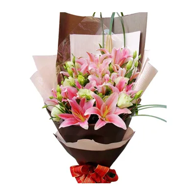 Pink Fresh lilies with lisianthus