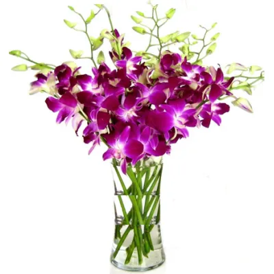 8pcs. Purple Orchids in a Vase