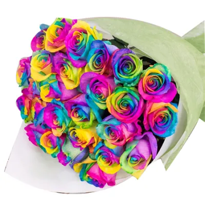 12 Rainbow Roses in Vase to Philippines