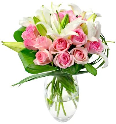 buy rose with lilies vase to philippines