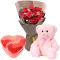 12 Red Roses Bouquet,Ferrero Chocolate Box with Bear Send to Philippines