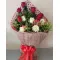 12 Red and White Roses in a Bouquet