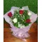 6 Pcs Red and White Roses in a Bouquet