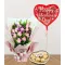 12 Red Roses with Chocolate and Balloon